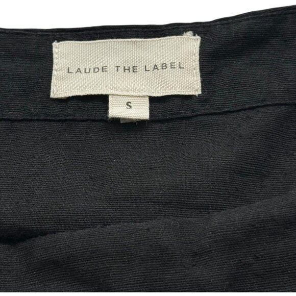 Laude the Label Popover Top Black Raw Silk Cropped Minimalist Boxy Modern Size S - Picture 7 of 9
